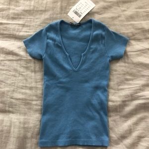 Brandy Melville blue little v top